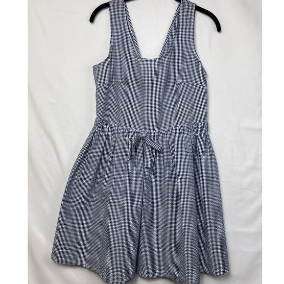 Molly Bracken Women's Large White/Blue Gingham Check Knee Length Summer Dress - Picture 1 of 9